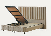 Lit Coffre RUHO VELOURS BEIGE – Élégance, Espace & Confort réunis